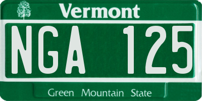 VT license plate NGA125