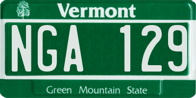VT license plate NGA129