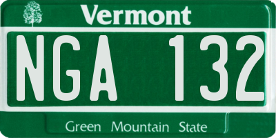 VT license plate NGA132