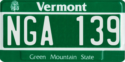 VT license plate NGA139