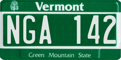 VT license plate NGA142