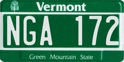 VT license plate NGA172
