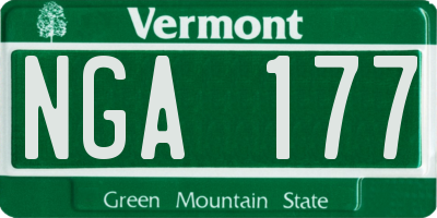 VT license plate NGA177