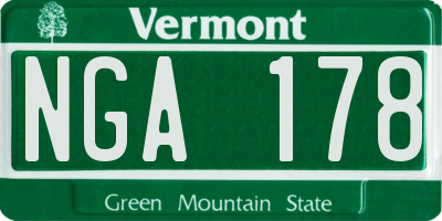 VT license plate NGA178