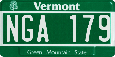 VT license plate NGA179