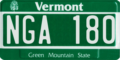 VT license plate NGA180