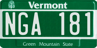 VT license plate NGA181