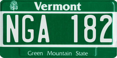 VT license plate NGA182