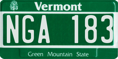 VT license plate NGA183