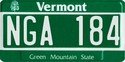 VT license plate NGA184