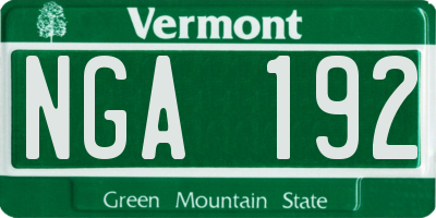 VT license plate NGA192