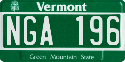 VT license plate NGA196