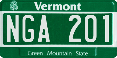 VT license plate NGA201