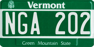 VT license plate NGA202