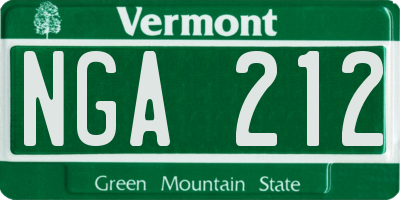 VT license plate NGA212