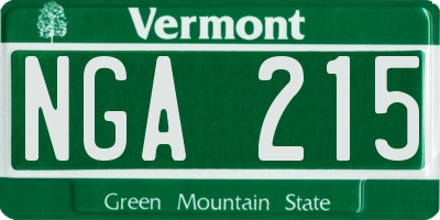 VT license plate NGA215