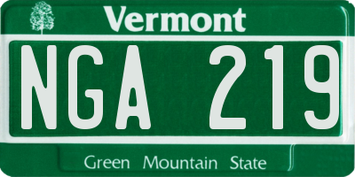 VT license plate NGA219