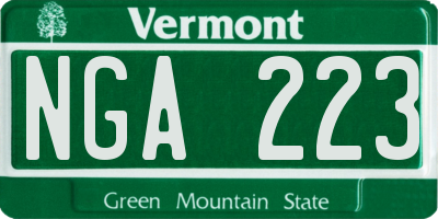 VT license plate NGA223