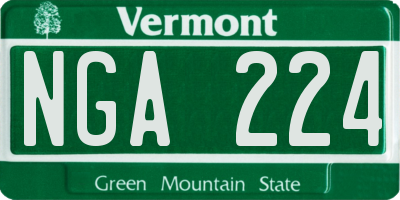 VT license plate NGA224
