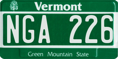 VT license plate NGA226