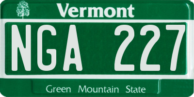 VT license plate NGA227