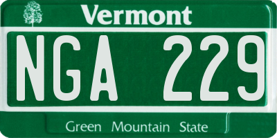 VT license plate NGA229
