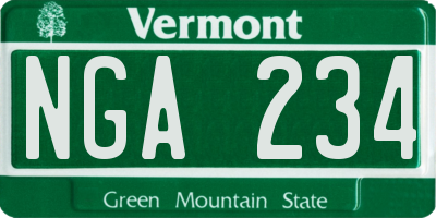 VT license plate NGA234