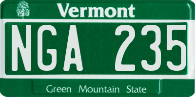 VT license plate NGA235