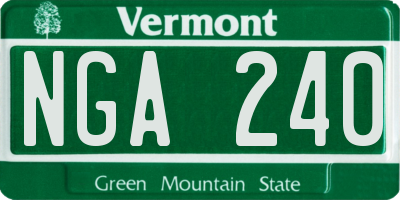 VT license plate NGA240