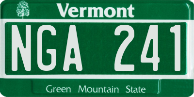 VT license plate NGA241