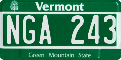 VT license plate NGA243