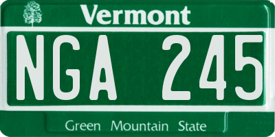 VT license plate NGA245