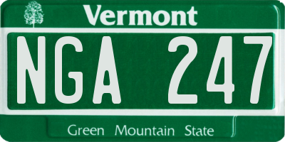 VT license plate NGA247