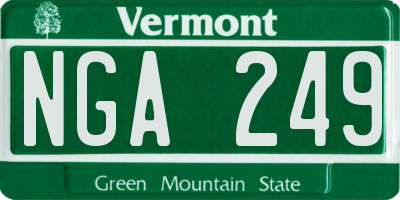 VT license plate NGA249