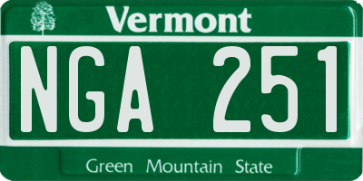 VT license plate NGA251