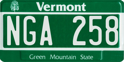 VT license plate NGA258