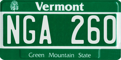 VT license plate NGA260