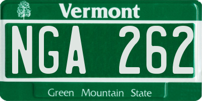VT license plate NGA262