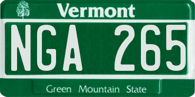 VT license plate NGA265