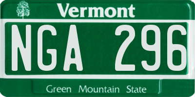 VT license plate NGA296