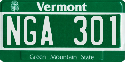 VT license plate NGA301