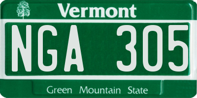 VT license plate NGA305