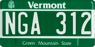 VT license plate NGA312
