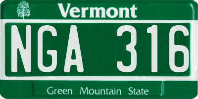 VT license plate NGA316