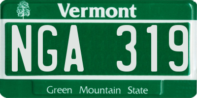 VT license plate NGA319