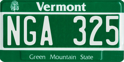 VT license plate NGA325
