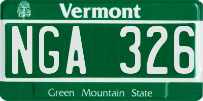 VT license plate NGA326