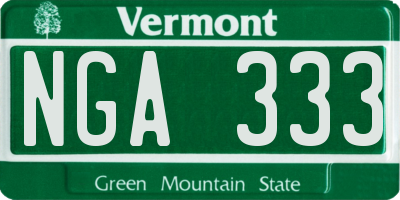 VT license plate NGA333
