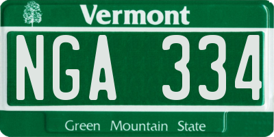 VT license plate NGA334