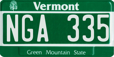 VT license plate NGA335
